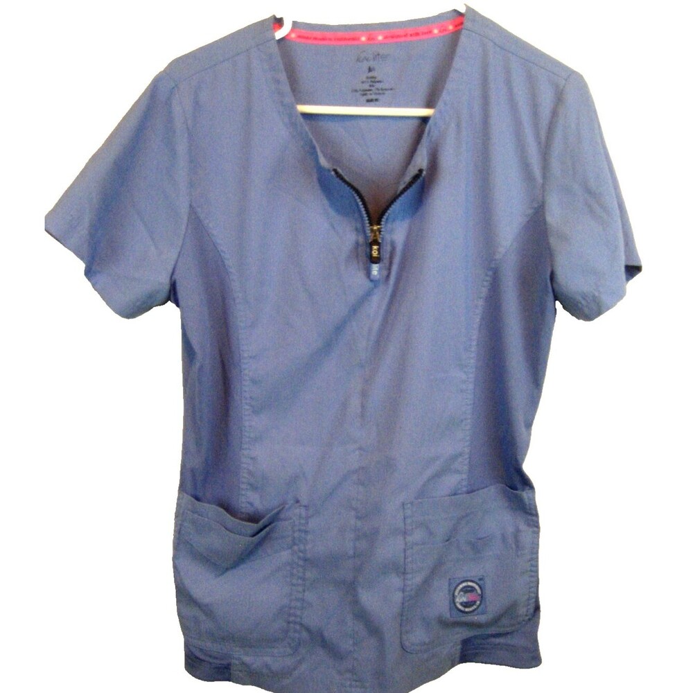 Womens Koi Lite "Dolly" Carolina Blue SS Cotton/Spandex Slim Fit Scrub Top sz M